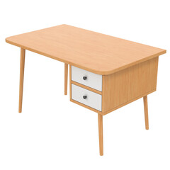 Wooden office desk isolated on transparent background