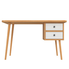 Wooden office desk isolated on transparent background