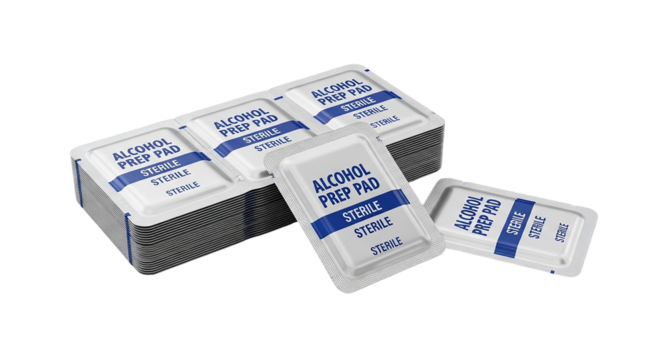 Alcohol Prep Pads Stock Image Sterile Medical Antiseptic Wipes for First Aid and Healthcare Infection Prevention