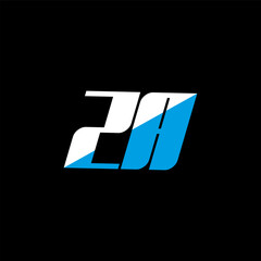ZA letter logo design on black background. ZA creative initials letter logo concept. ZA icon design. ZA white and blue letter icon design on black background. Z A
