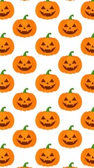Halloween pumpkin pattern on white background