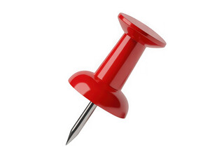 Red thumbtack a sharp metal pin, isolated on transparent background