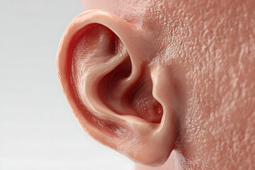 Fototapeta premium Incredible ultra realistic close up of a human ear showing intricate details of skin texture and delicate inner structures revealing the beauty of the human body