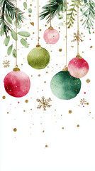 Christmas elegant watercolor holiday card
