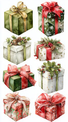 Christmas elegant watercolor holiday card