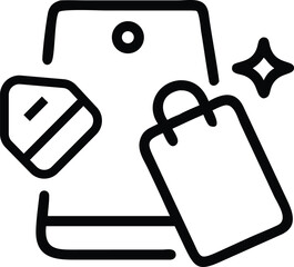 Online shopping sale promotion on mobile phone with bag and price tag vector