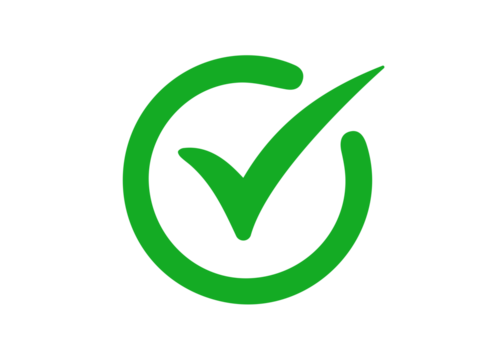 Flat Green Tick Mark – Transparent Background Checkmark for Design Use