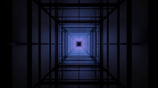 Neon tunnel abstract perspective endless corridor futuristic architecture glowing lights digital