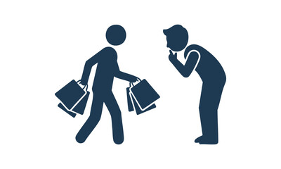 silhouettes of people with shopping bags