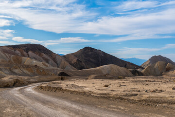 Geological Formations and Desert Terrain in 20 Mule Team Canyon, Death Valley National Park