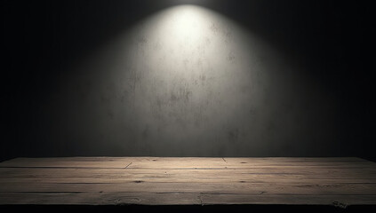 Texture empty brown wood table top texture in room black floor is made of dark plaster for interior decoration .used as background studio wall for display your products.