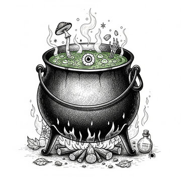 Dessin d'un chaudron bouillant