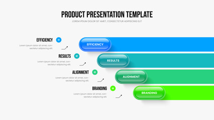 Consulting Report Slideshow Design Vector Illustration. Business Performance 4 Element Diagram Frame Template. Investor Briefing Four Option Infographic Presentation Layout.