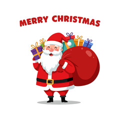 Cute Cartoon Christmas Card for Kids – Santa, Reindeer & Snowy Scene Vector Illustration

