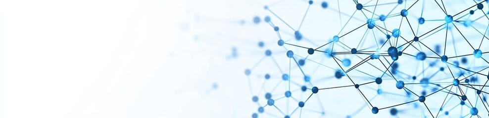 A delicate network of blue interconnected nodes and lines, creating a subtle and intricate digital pattern