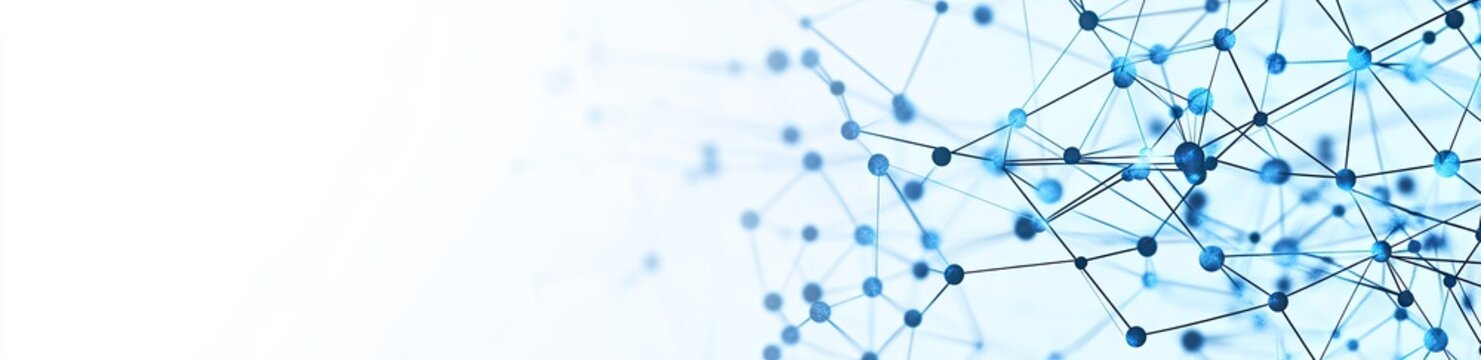 A delicate network of blue interconnected nodes and lines, creating a subtle and intricate digital pattern