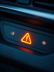 Naklejka premium Warning Light Illuminated on a Car Dashboard Signaling Potential Issues During Night Drive