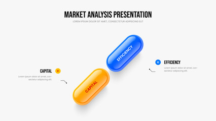 Creative Report Frame Design Vector Illustration. Financial Plan 2 Element Diagram Slide Template. Visual Analysis Two Step Infographic Slideshow Layout.