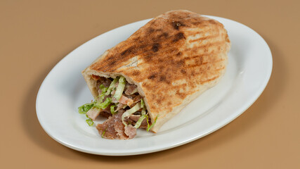 Doner kebab on plate isolated