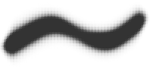Abstract Monochrome Wavy Brush Stroke Vector Illustration Grayscale Halftone Dot Gradient Texture Graphic Element for Modern Design and Technology Banner