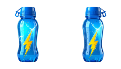 Vibrant sports bottle duo isolated on transparent background.