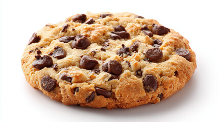 Freshly Baked Chocolate Chip Cookie Isolated on White Background