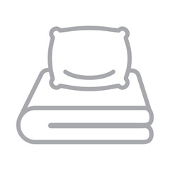 Minimal bed linen linear icon isolated on transparent background. Bedding outline with pillow and sheet. Perfect for hotel, bedroom, sleep comfort, textile, and home interior themes. Editable stroke.