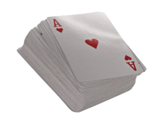  Playing cards for poker and gambling, series of hearts isolated on white background with clipping path