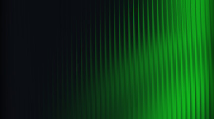Abstract vertical ribbed texture with gradient bright green and black lighting background