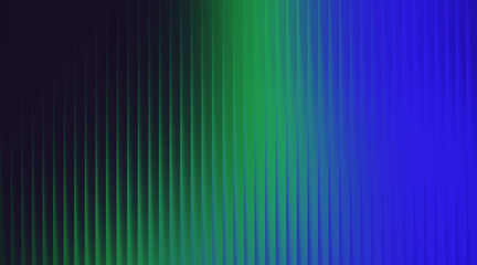 Abstract vertical ribbed texture with green and blue gradient lighting background