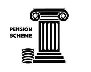 Pension scheme illustration with a pillar and coins