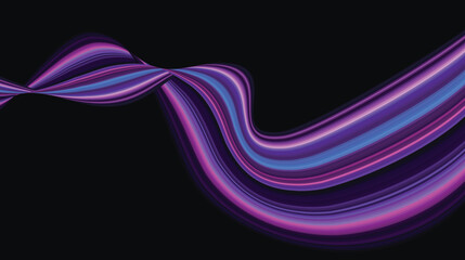 Abstract purple and pink neon wave lines on black background, futuristic glowing light design perfect for modern wallpapers and digital visuals.