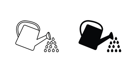 Two watering cans depicted in contrasting black and white styles