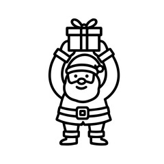 outline icon Santa raising a gift over his head vector on a white background
Vector outline icon of a holiday on a white background