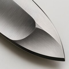 Close-up of a Sharply Honed Silver Knife Blade on White Background