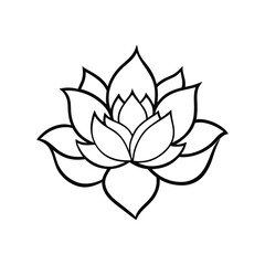 Fantasy hibiscus lotus floral design detailed black outline vector art illustration