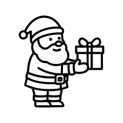outline icon Santa giving a gift vector on a white background
Vector outline icon of a holiday on a white background