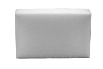 Polyester foam block, used in building construction, packaging, filling or upholstery, isolated white background, copyspace