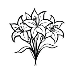 Fantasy lily bouquet with ornamental petal details vector art illustration