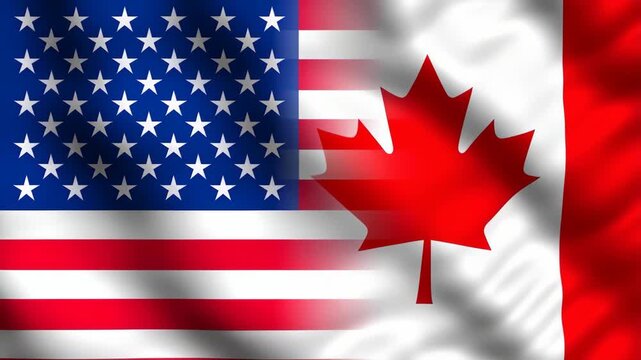 United States and Canadian flags side by side