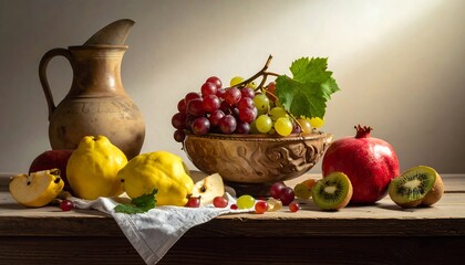Still life with fruits and pottery