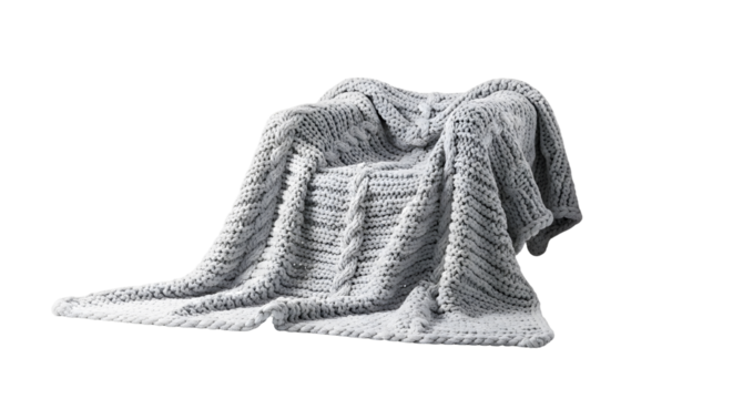 Abstract 3D render features a draped white textile over a blocky structure. High contrast, geometric pixelated design. Ideal for creative or design background with isolated object.