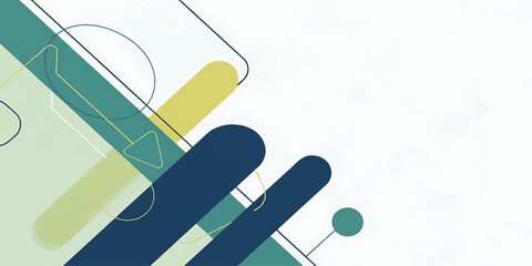 Fototapeta premium Abstract geometric shapes with a blueprint overlay on a white background