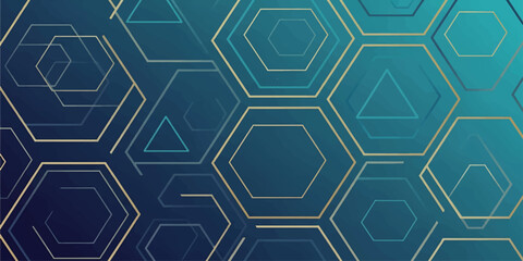 Abstract blue seamless geometric pattern with a hexagon tile structure for a digital vector wallpaper design