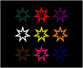 Obraz premium Star Shape Icon Outline Collection Milticolor Design Element Vector Illustration