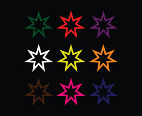 Star Shape Icon Outline Collection Milticolor Design Element Vector Illustration