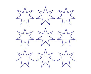 Star Shape Icon Outline Collection Design Blue Elements Vector Illustration