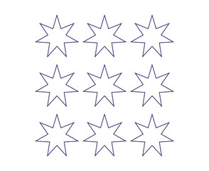 Star Shape Icon Outline Collection Design Blue Elements Vector Illustration