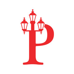 Light Logo combine with letter P vector template
