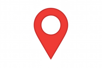 Red map location pin mark icon for gps navigation showing destination pointer on transparent background